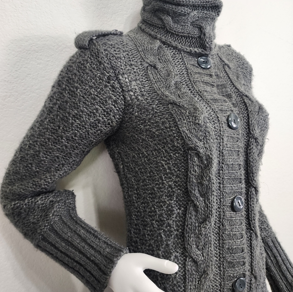 Cocogio Italian Gray Wool‎ Boho Long Cardigan Size S - Picture 13 of 15